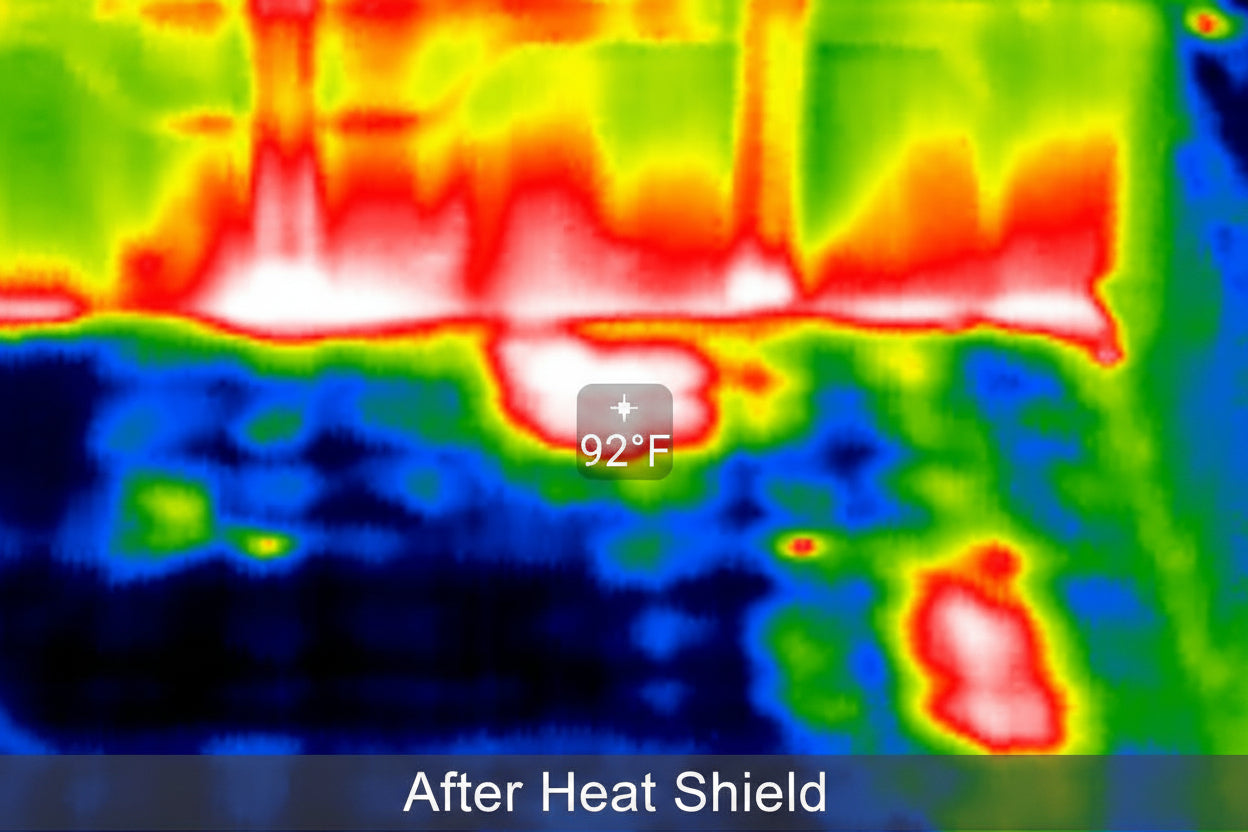 Full bed heat shield installed on CFMOTO U10 Pro Highland dump bed reducing heat transfer to plastic bed surface